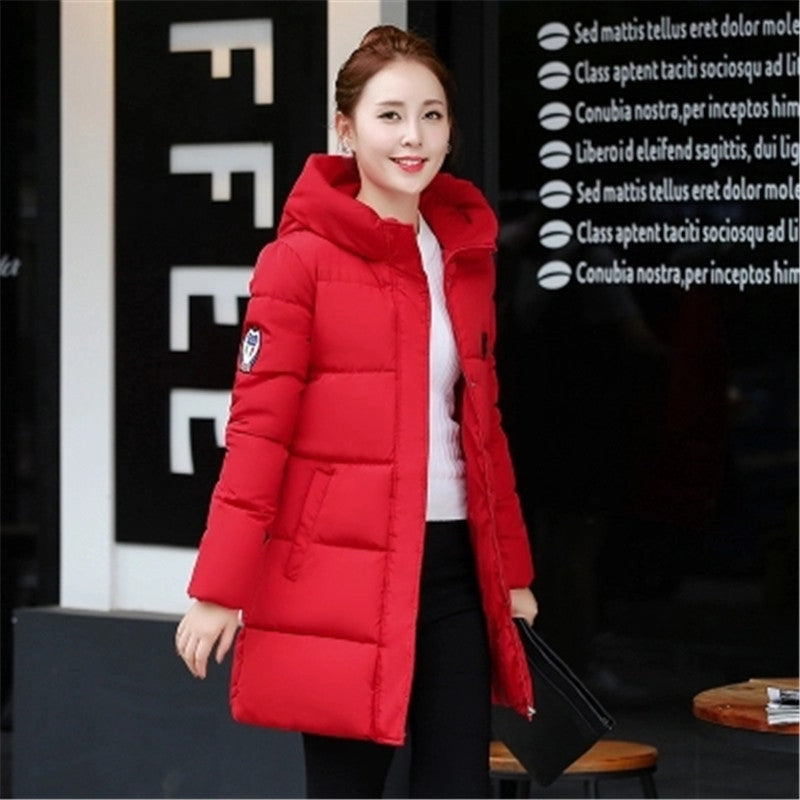 Woman Jacket Coat Fashion Cotton Jacket Long Style Hood Slim Parkas Plus Size Thicken Female Outerwear