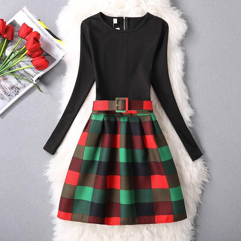 Women Dress A-Line Mini O-Neck Long Sleeve Casual Party Evening Elegant Dress Plus Size