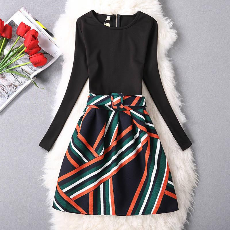 Women Dress A-Line Mini O-Neck Long Sleeve Casual Party Evening Elegant Dress Plus Size