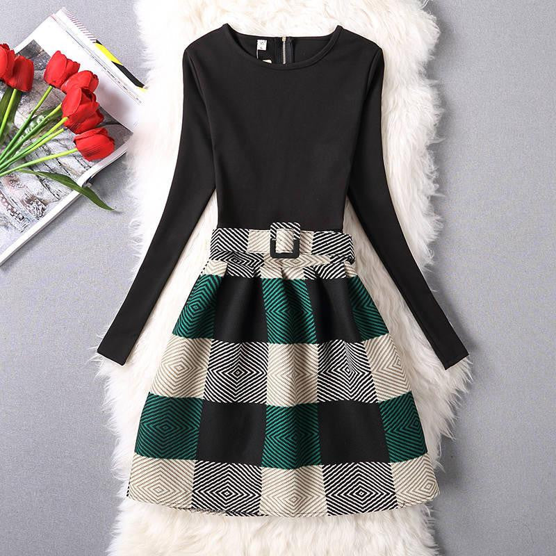 Women Dress A-Line Mini O-Neck Long Sleeve Casual Party Evening Elegant Dress Plus Size