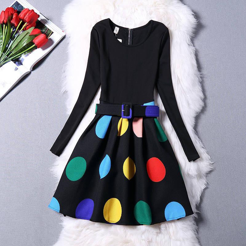 Women Dress A-Line Mini O-Neck Long Sleeve Casual Party Evening Elegant Dress Plus Size