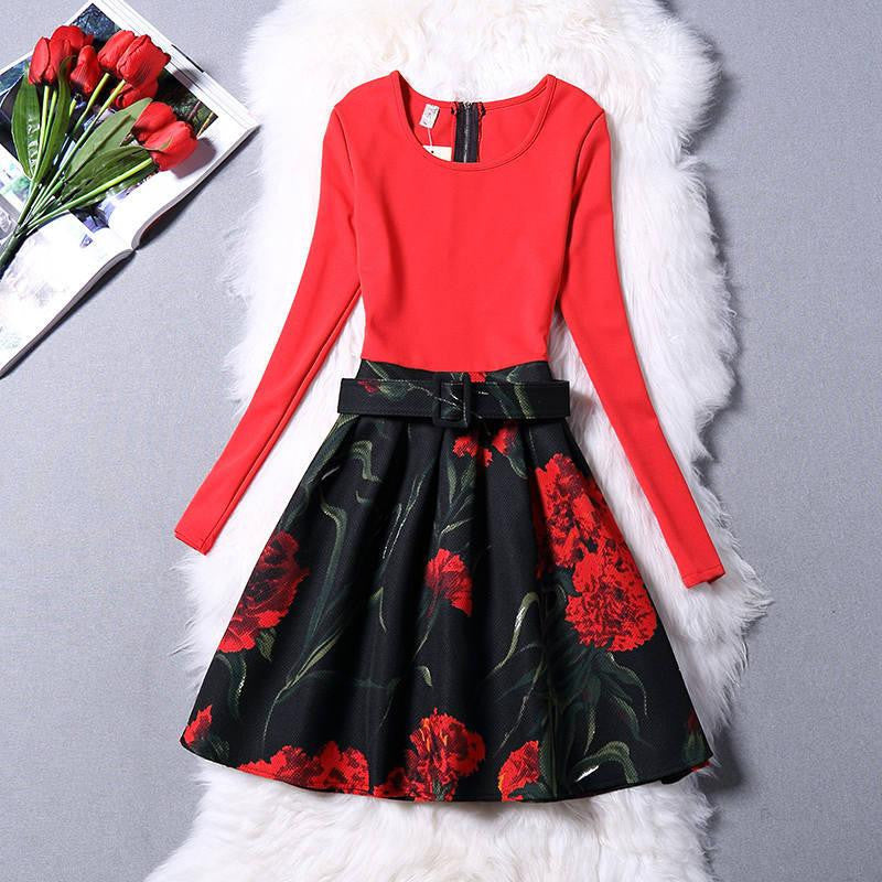 Women Dress A-Line Mini O-Neck Long Sleeve Casual Party Evening Elegant Dress Plus Size