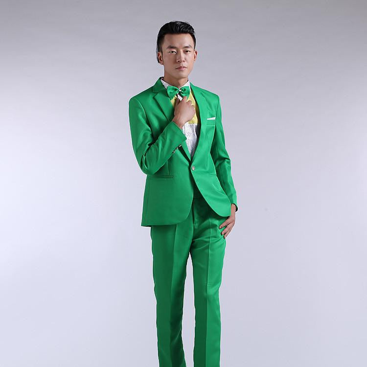 Suit Men Long-Sleeved Men's Suits Dress Hosted Theatrical Tuxedos For Men Wedding Prom Red Yellow Blue And Green M L XL