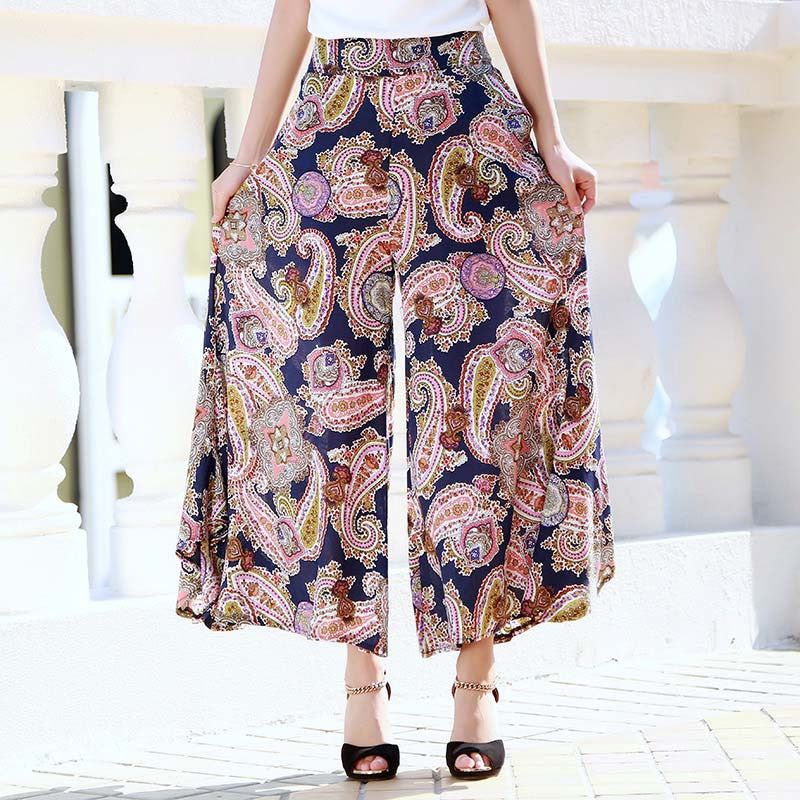 women casual pants Wide leg women losse print Vintage trousers