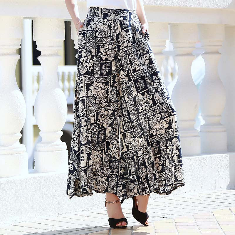 women casual pants Wide leg women losse print Vintage trousers