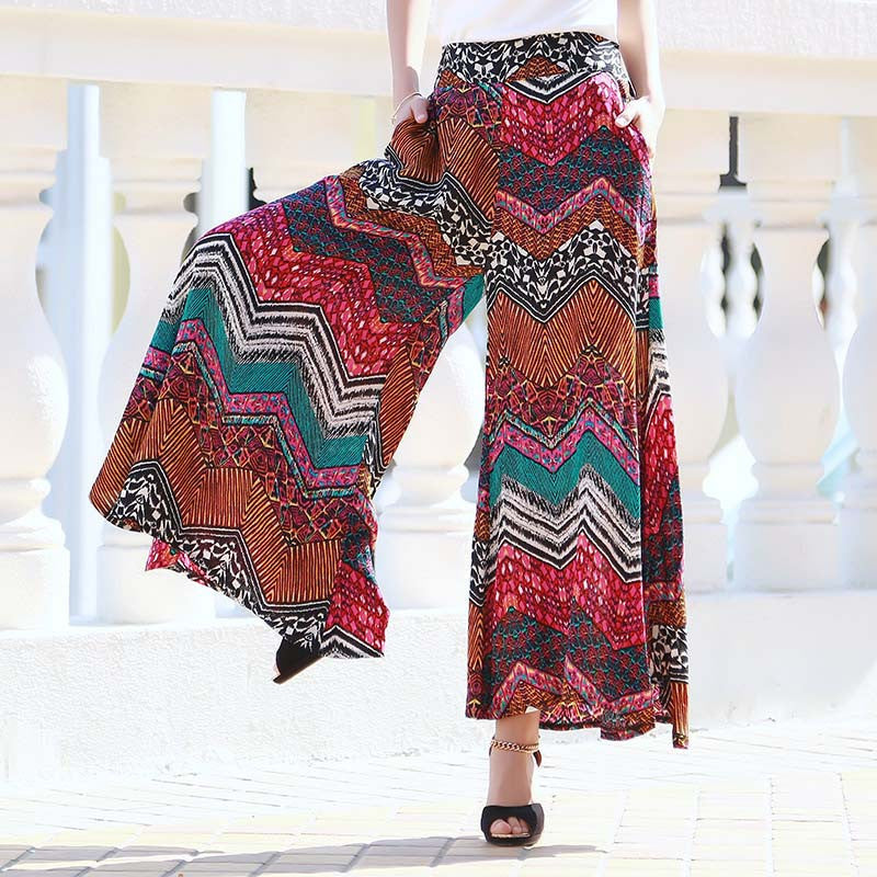 women casual pants Wide leg women losse print Vintage trousers