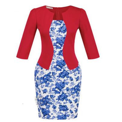 Online discount shop Australia - Autumn dress women bodycon dress fall office dresses for women clothes vetement femme vestidos flores ropa oficina vestido S122