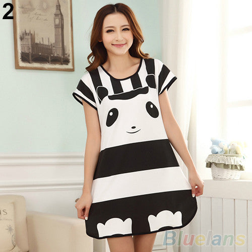 Online discount shop Australia - Cute Women's Cartoon Polka Dot Sleepwear Sleepshirts Short Sleeve Sleepshirt