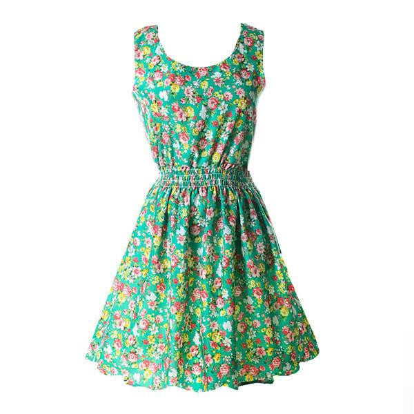 Women Chiffon Dress Sleeveless Sundress Beach Floral Tank Mini Dresses Vestido