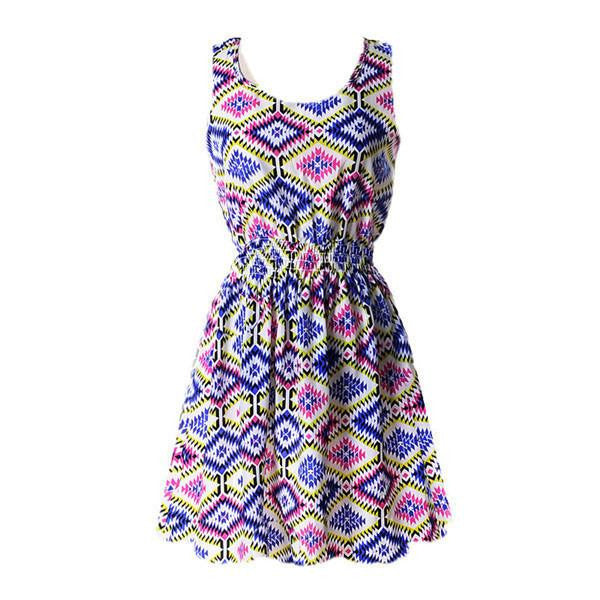 Women Chiffon Dress Sleeveless Sundress Beach Floral Tank Mini Dresses Vestido