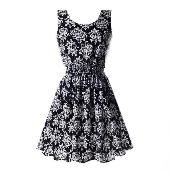 Women Chiffon Dress Sleeveless Sundress Beach Floral Tank Mini Dresses Vestido