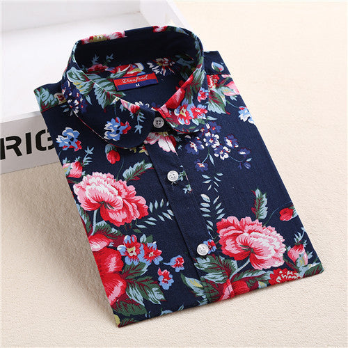 Online discount shop Australia - Floral Women Blouses Long Sleeve Shirt Cotton Women Shirts Cherry Casual Ladies Tops Animal Print Blouse Plus Size 5XL