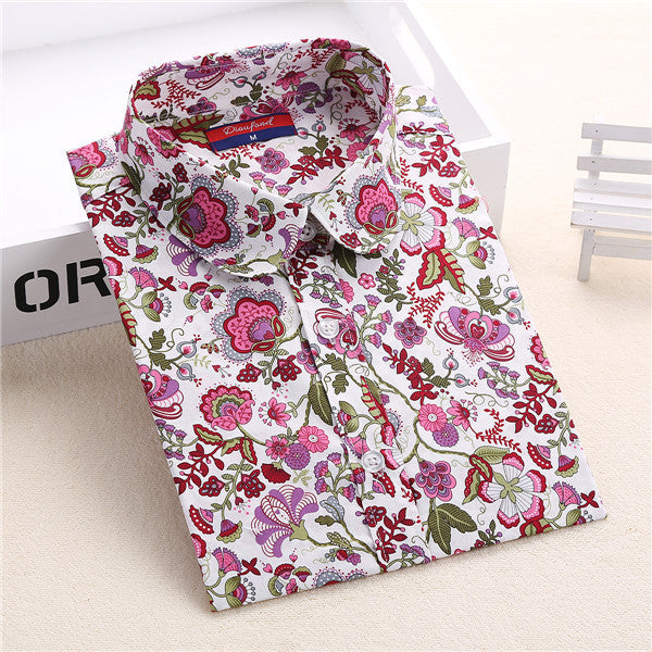 Online discount shop Australia - Floral Women Blouses Long Sleeve Shirt Cotton Women Shirts Cherry Casual Ladies Tops Animal Print Blouse Plus Size 5XL