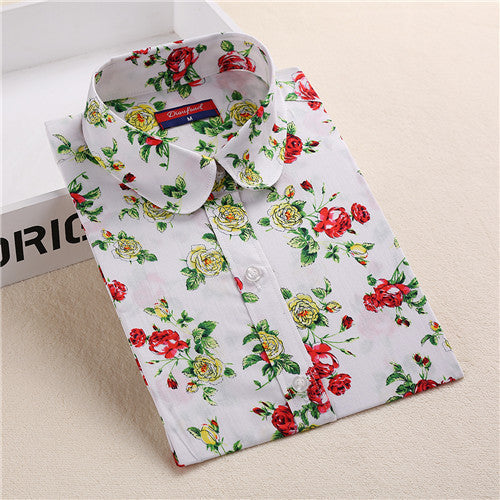 Online discount shop Australia - Floral Women Blouses Long Sleeve Shirt Cotton Women Shirts Cherry Casual Ladies Tops Animal Print Blouse Plus Size 5XL