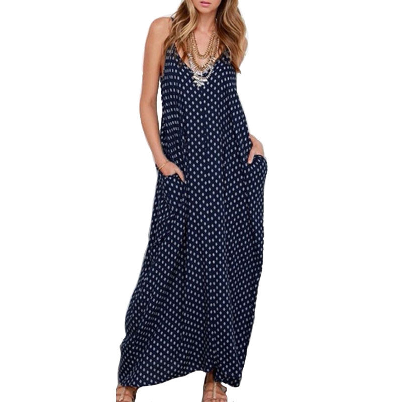 Online discount shop Australia - Dress Fashion Women Strapless Polka Dot Casual Loose Long Maxi Dress Sexy Beachwear Cotton Vestidos Plus Size