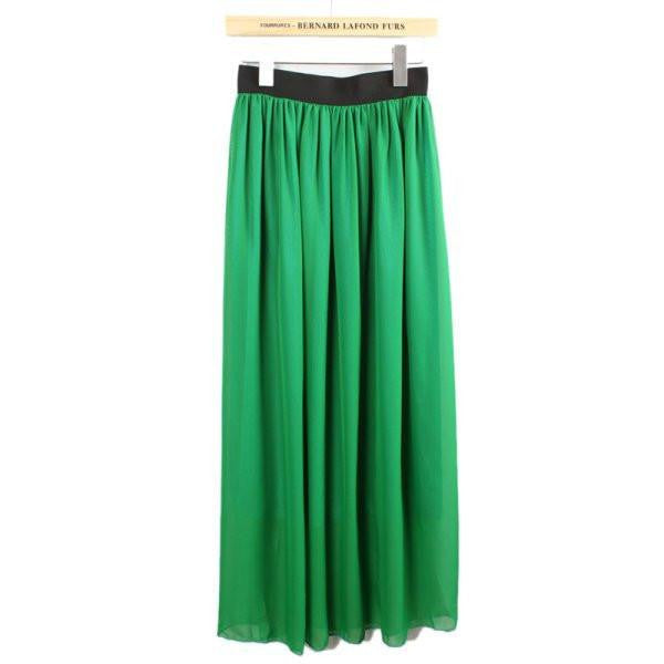 Stylish Lady 2Layer Long Maxi Dress Chiffon Pleated Elastic Waist Skirt