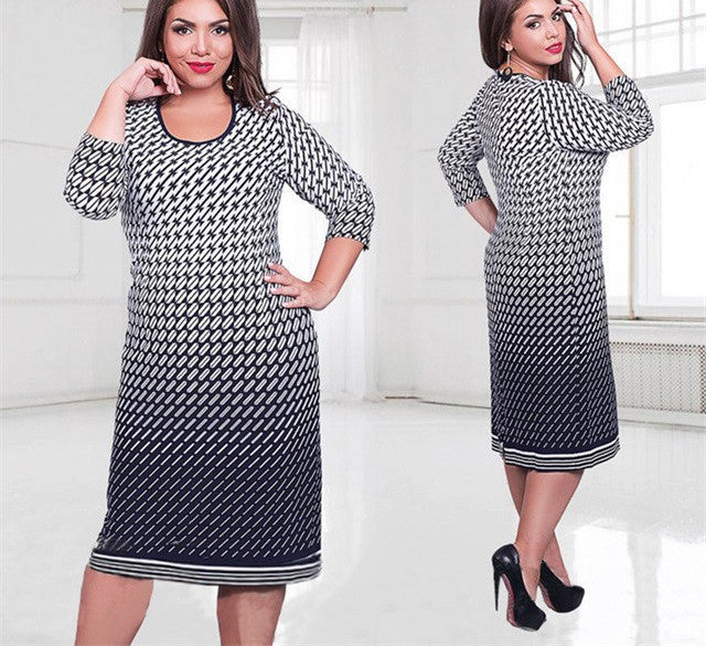 Online discount shop Australia - Elegant Autumn Winter women dress big sizes Women loose long dresses plus size dress Three Quarter casual dress L-6XL vestidos