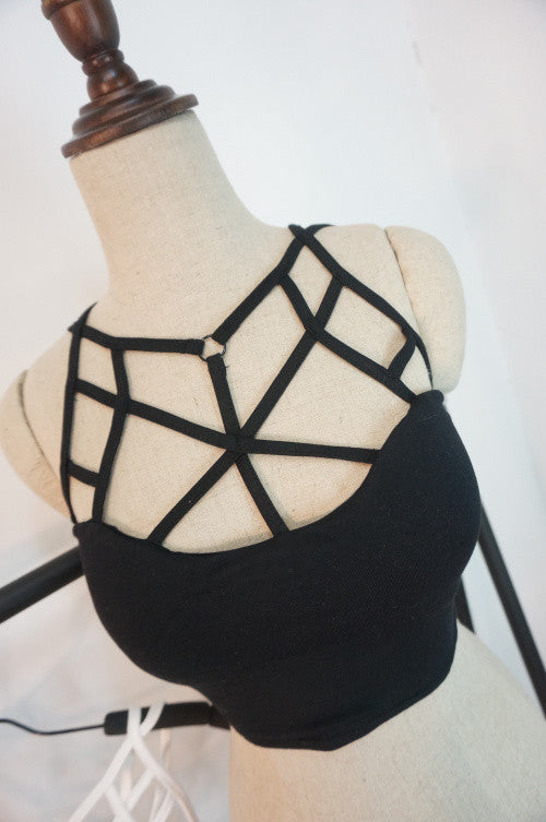 Online discount shop Australia - Cool Harajuku Style Cross Cut Out Bralet Spandex Bustier Bra Crop Top Women's Tank Vest