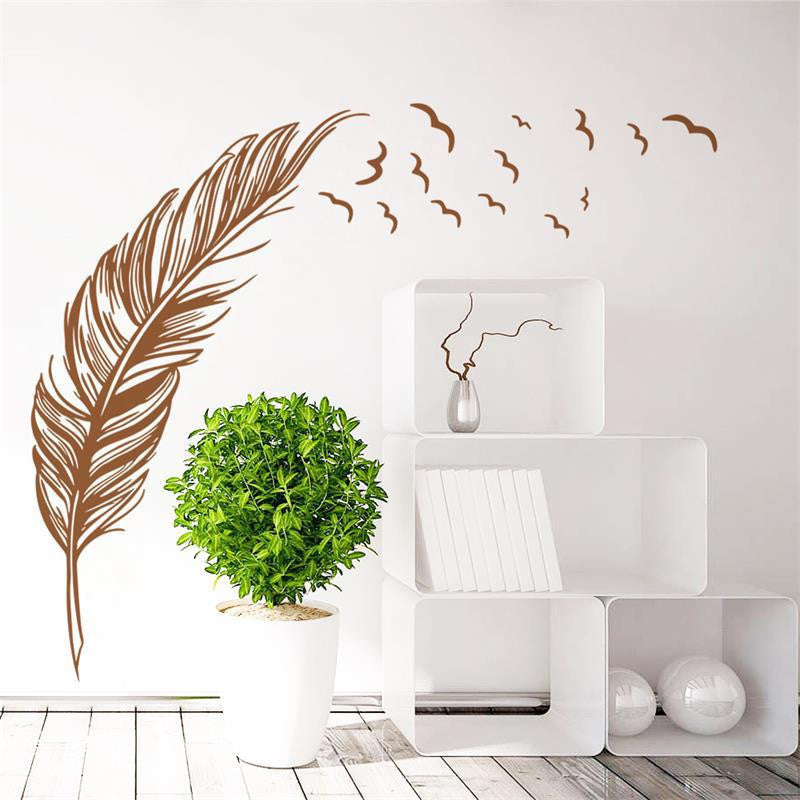 Online discount shop Australia - Flying feather living room wall sticker home decor de home decoration wallpaper wall sticker Living room decor