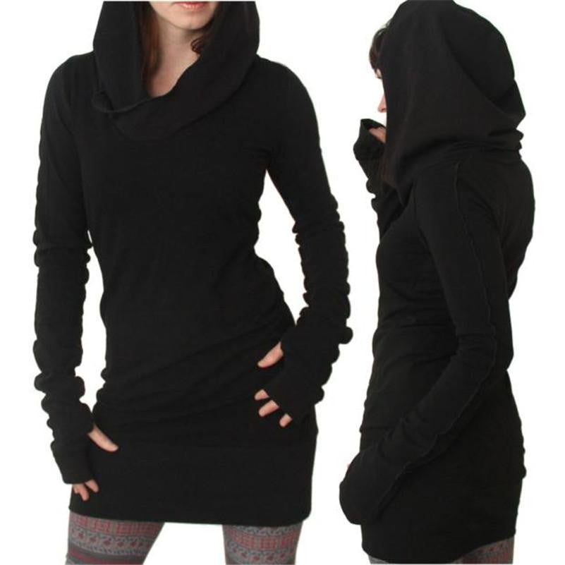 Women Long Sleeve Pure Color Hooded Hoodies Slim Fit Coat Mini Skirt women hoodies Long sweatshirt