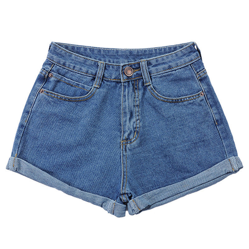 Plus Size 25-32 High Waist Casual Jeans Denim Shorts For Women