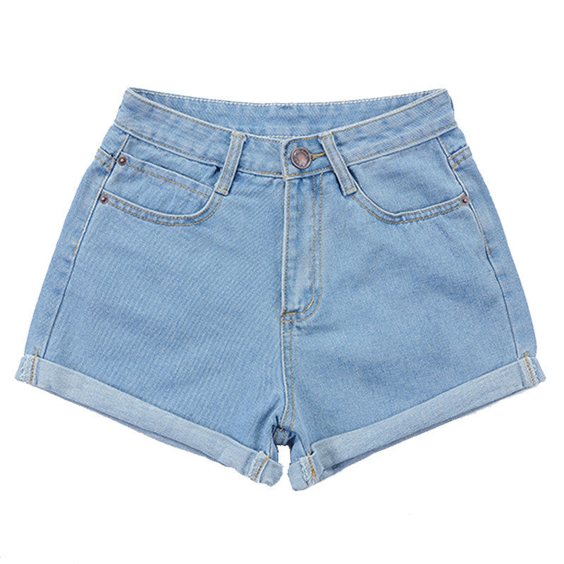 Plus Size 25-32 High Waist Casual Jeans Denim Shorts For Women