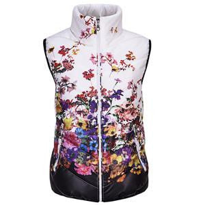 Vest Women Cotton Down O-Neck Printed Flowers Women Jacket Vest Coat Plus size 5XL Female Casual Outwear