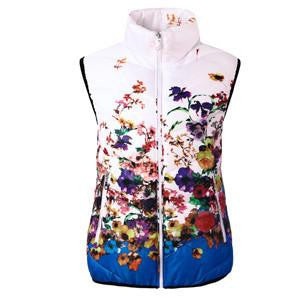 Vest Women Cotton Down O-Neck Printed Flowers Women Jacket Vest Coat Plus size 5XL Female Casual Outwear