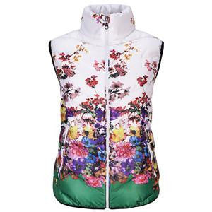 Vest Women Cotton Down O-Neck Printed Flowers Women Jacket Vest Coat Plus size 5XL Female Casual Outwear