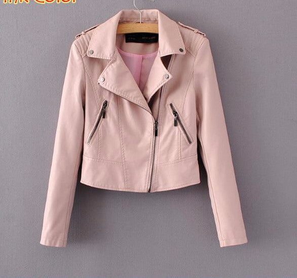 Online discount shop Australia - Brand Motorcycle PU Leather Jacket Women  And  New Fashion Coat 4 Color Zipper Outerwear jacket New Coat HOT