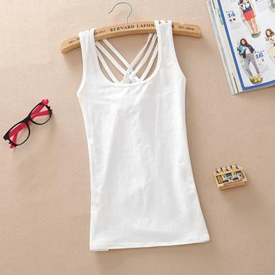 Online discount shop Australia - Fashion Casual  Women Basic Cotton Sleeveless Tank Tops Vest Tops Candy Color Vest Tank Tops