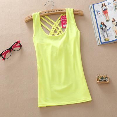 Online discount shop Australia - Fashion Casual  Women Basic Cotton Sleeveless Tank Tops Vest Tops Candy Color Vest Tank Tops