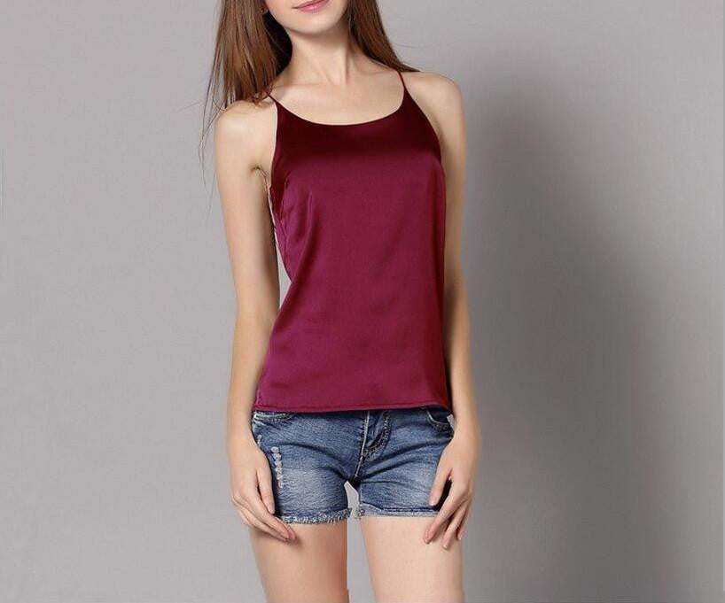 Silk Crop top Vest Camisole Sling Gilet Sling Women Pajamas Sleeveless Tank Tops