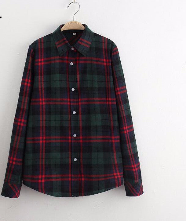 Online discount shop Australia - Cotton Plaid Women Shirts Blouses Long Sleeve Flannel Ladies Tops Plus Size 5XL Clothing For Women