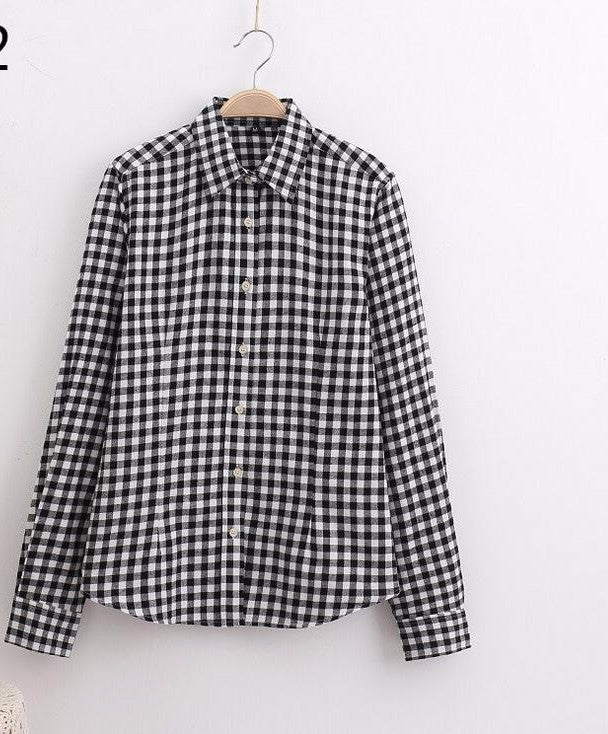 Online discount shop Australia - Cotton Plaid Women Shirts Blouses Long Sleeve Flannel Ladies Tops Plus Size 5XL Clothing For Women