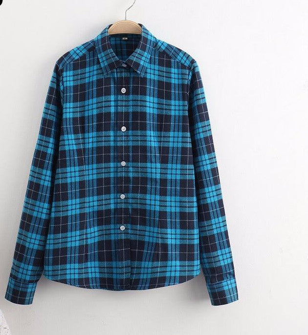 Online discount shop Australia - Cotton Plaid Women Shirts Blouses Long Sleeve Flannel Ladies Tops Plus Size 5XL Clothing For Women