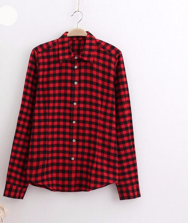 Online discount shop Australia - Cotton Plaid Women Shirts Blouses Long Sleeve Flannel Ladies Tops Plus Size 5XL Clothing For Women