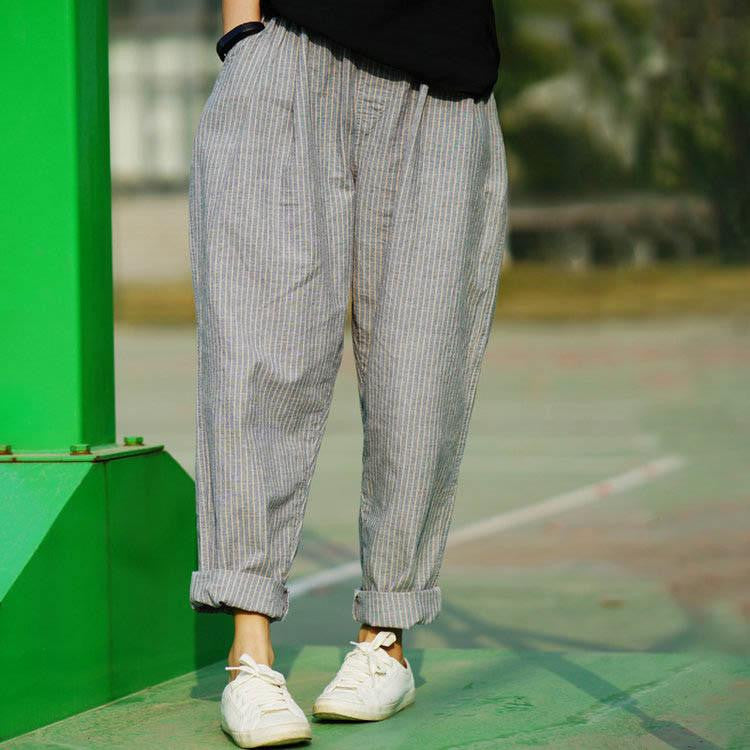 Trousers For Women Women's Linen Pants Loose Trousers Female Harem Pants Striped Trousers 2 Colors