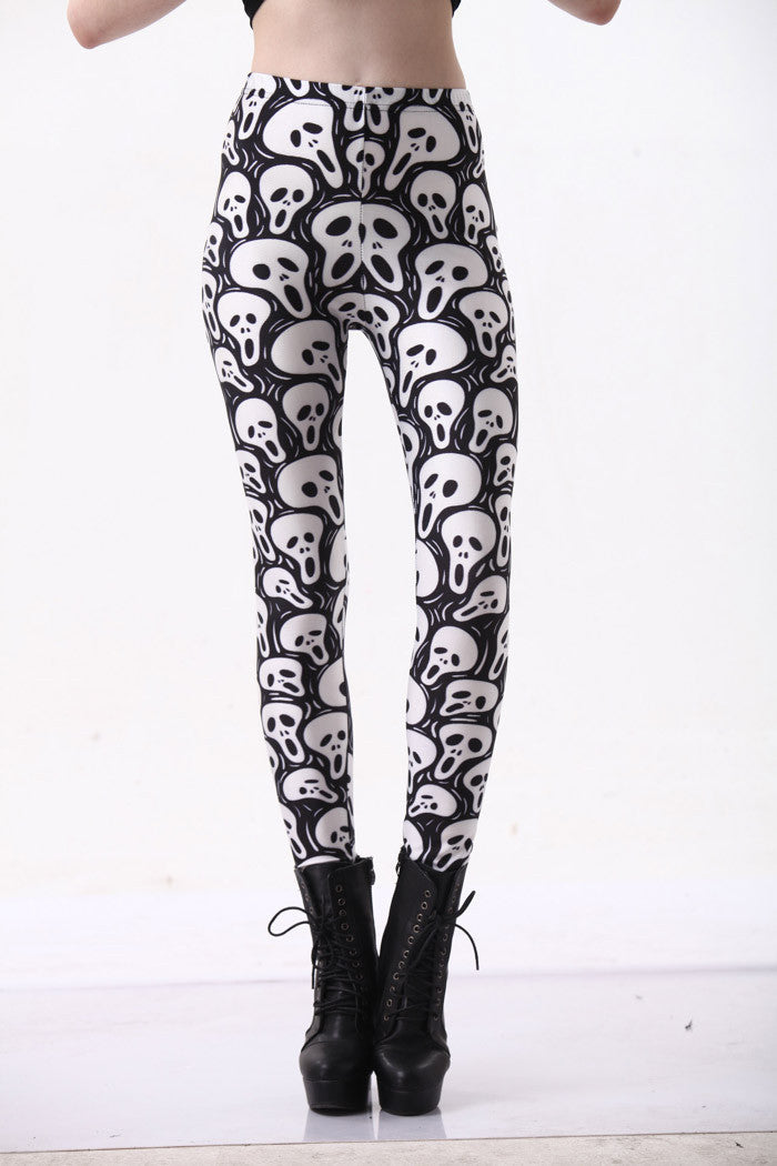 Online discount shop Australia - Hot Supernova Sale Womens Galaxy DAY OF THE DEAD LEGGINGS Digital Printed Milk Vintage Skull Flower Pants