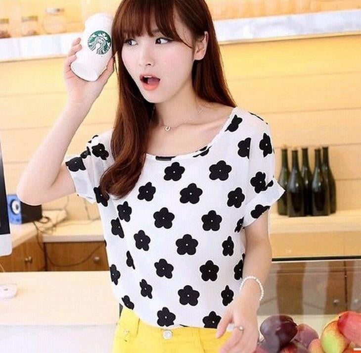 women blouses printed 22 patterns loose style chiffon short sleeve shirts woman clothing fashion Women tops tee and body