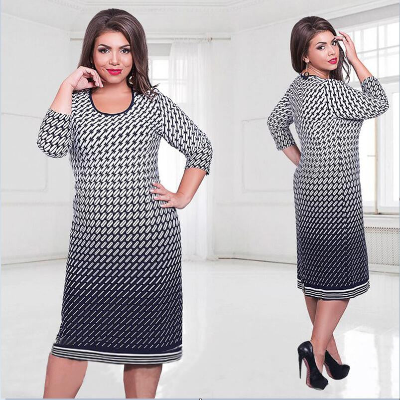 Online discount shop Australia - High quality dress fashion women big size women clothing casual o-neck plus size bodycon Dress