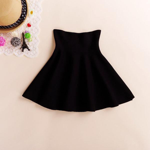 Women Pleated Mini Skirt Skater High Waist Short Skirts Stretch Skirt Size M