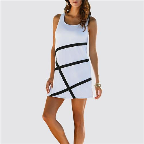 Summer Women Dress White Black Casual Party Dresses Sleeveless Loose Beach Dress Plus Size 3XL Robe Ete