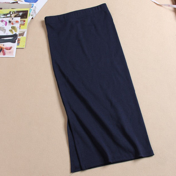 Online discount shop Australia - Long Skirt Fashion Sexy Solid Color Cotton Skirts Womens Maxi Skirt High Waist Elasticity Pencil Skirt