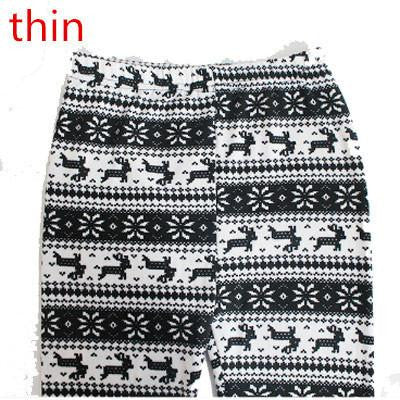 Thickening warm Leggings women pants loose Snowflake Christmas deer flower women leggings