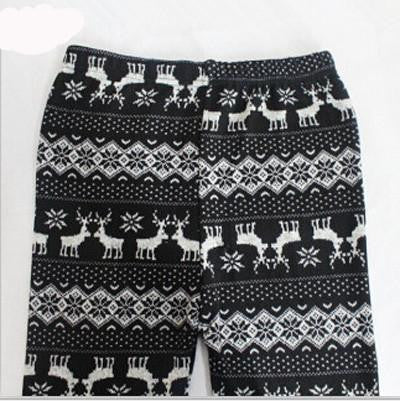 Thickening warm Leggings women pants loose Snowflake Christmas deer flower women leggings