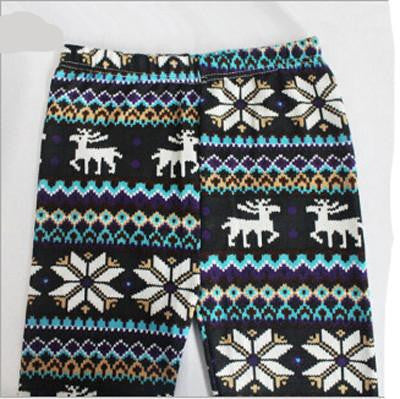 Thickening warm Leggings women pants loose Snowflake Christmas deer flower women leggings