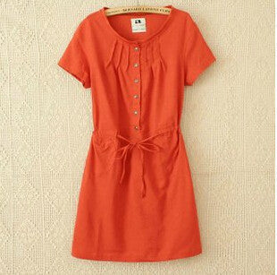 Online discount shop Australia - Large Size Dress Summer Style Women Casual Clothing Loose Short Sleeve Cotton Linen Eleastic Waist Dress vestidos C3