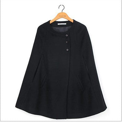 Women Casual Women Cape Black Batwing Poncho Lady Warm Cloak Trench Coat Women Cardigan A402