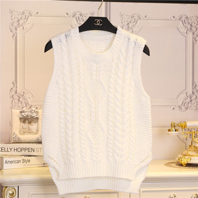 Online discount shop Australia - fashion preppy style short design sleeveless pullover sweater female vest women o-neck Solid color girl clothing